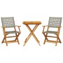 3-teiliges Bistro-Set aus grauem PE-Rattan und Massivholz von , Gartensets - Ref: Foro24-3281803, Preis: 193,38 €, Rabatt: %