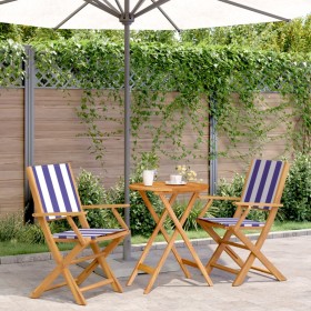 3-teiliges Bistro-Set aus Stoff und massivem Holz in Blau und Weiß. von , Gartensets - Ref: Foro24-3281801, Preis: 149,99 €, ...