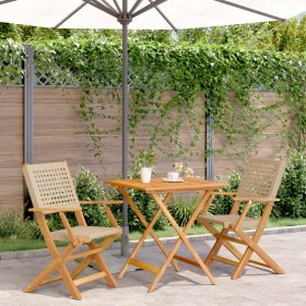 3-piece PE rattan and solid wood beige bistro set by , Garden sets - Ref: Foro24-3281876, Price: 208,54 €, Discount: %