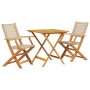 3-teiliges Bistro-Set aus PE-Rattan und massivem Holz in Beige von , Gartensets - Ref: Foro24-3281876, Preis: 208,54 €, Rabat...