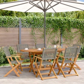 Garten-Essgruppe 7-teilig aus PE-Rattan und Akazienholz in Grau. von , Gartensets - Ref: Foro24-3281707, Preis: 522,44 €, Rab...