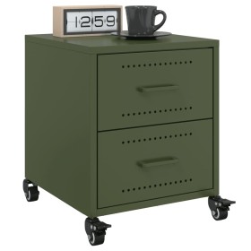 Bedside tables 2 units olive green steel 36x39x43.5 cm by , Nightstands - Ref: Foro24-846635, Price: 129,99 €, Discount: %