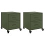 Bedside tables 2 units olive green steel 36x39x43.5 cm by , Nightstands - Ref: Foro24-846635, Price: 130,15 €, Discount: %