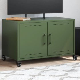 TV stand made of cold-rolled steel in olive green, measuring 68x39x43.5 cm. by , TV Furniture - Ref: Foro24-846642, Price: 73...