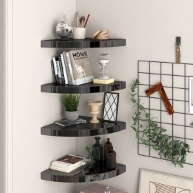 Corner floating shelves 4 pcs glossy black MDF 35x35x3.8 cm by vidaXL, Shelves and shelves - Ref: Foro24-323912, Price: 71,86...