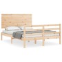 Estructura de cama de matrimonio con cabecero madera maciza de vidaXL, Camas y somieres - Ref: Foro24-3195191, Precio: 127,04...