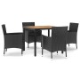 Set de muebles jardín 5 pzas con cojines ratán sintético negro de vidaXL, Conjuntos de jardín - Ref: Foro24-3187397, Precio: ...