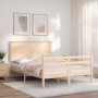 Estructura de cama de matrimonio con cabecero madera maciza de vidaXL, Camas y somieres - Ref: Foro24-3195191, Precio: 127,04...