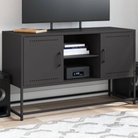 Mueble para TV de acero negro 100,5x39x60,5 cm de , Muebles TV - Ref: Foro24-846512, Precio: 90,99 €, Descuento: %