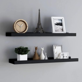 Shelf for photo frames 2 pcs black MDF 80x9x3 cm by vidaXL, Shelves and shelves - Ref: Foro24-323933, Price: 22,42 €, Discoun...