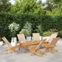 Folding garden chairs 4 pcs solid wood and beige fabric by , Garden chairs - Ref: Foro24-3214647, Price: 303,95 €, Discount: %