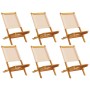 Folding garden chairs 4 pcs solid wood and beige fabric by , Garden chairs - Ref: Foro24-3214647, Price: 303,95 €, Discount: %