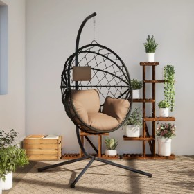 Hanging egg chair with fabric and steel taupe gray support by , Garden rockers - Ref: Foro24-4007403, Price: 216,90 €, Discou...