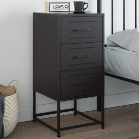 Black steel bedside table 36x39x78 cm by , Nightstands - Ref: Foro24-846578, Price: 81,71 €, Discount: %