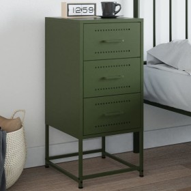 Bedside table in olive green steel, 36x39x78 cm by , Nightstands - Ref: Foro24-846586, Price: 86,06 €, Discount: %