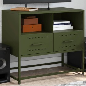 Mueble para TV de acero verde oliva 68x39x60,5 cm de , Muebles TV - Ref: Foro24-846552, Precio: 89,99 €, Descuento: %