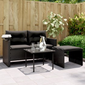 Gartensofagarnitur mit Kissen, 3-teilig, aus schwarzem Kunststoffrattan. von , Outdoor-Sofas - Ref: Foro24-365458, Preis: 209...