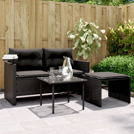 Garden sofa set with 3-piece black synthetic rattan cushions by , Outdoor sofas - Ref: Foro24-365458, Price: 209,08 €, Discou...