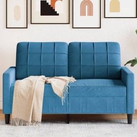 Blue velvet 2-seater sofa, 120 cm by , Sofas - Ref: Foro24-4007623, Price: 211,25 €, Discount: %