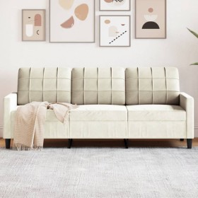 Dreisitzer-Sofa aus cremefarbenem Samtstoff, 180 cm von , Sofas - Ref: Foro24-4007642, Preis: 279,99 €, Rabatt: %