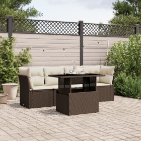 Garten-Essgruppe, 5-teilig, mit braunen Kunststoff-Rattan-Kissen. von , Gartensets - Ref: Foro24-3266353, Preis: 361,99 €, Ra...