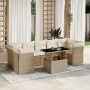 Garden sofa set with 8 pieces of synthetic beige rattan and cushions. by , Garden sets - Ref: Foro24-3266398, Price: 704,38 €...