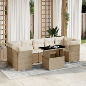 Garden sofa set with 8 pieces of synthetic beige rattan and cushions. by , Garden sets - Ref: Foro24-3266398, Price: 706,99 €...