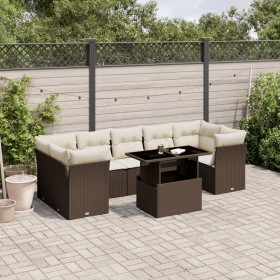 Set aus 8-teiligen Gartensofas und Kissen aus braunem Kunst-Rattan. von , Gartensets - Ref: Foro24-3266403, Preis: 612,53 €, ...