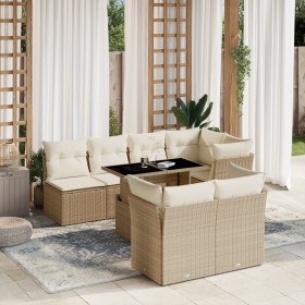 Garden sofa set with 8 pieces of synthetic beige rattan and cushions. by , Garden sets - Ref: Foro24-3266408, Price: 709,67 €...