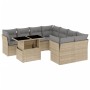 Gartensofa-Set, 9-teilig, mit Kissen, aus synthetischem Rattan in Beige. von , Gartensets - Ref: Foro24-3266429, Preis: 632,4...