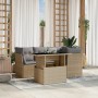 Gartensofa-Set mit 5-teiligen Kissen aus synthetischem Rattan in Beige. von , Gartensets - Ref: Foro24-3266559, Preis: 397,63...