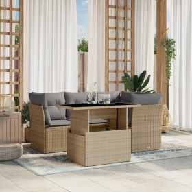 Garden sofa set with 5-piece synthetic rattan beige cushions by , Garden sets - Ref: Foro24-3266559, Price: 397,03 €, Discoun...