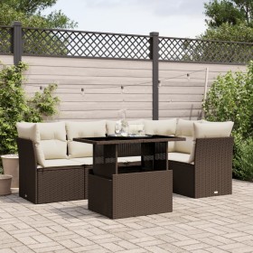 Set aus 6-teiligen Gartensofas und Kissen aus braunem Kunst-Rattan. von , Gartensets - Ref: Foro24-3266573, Preis: 461,08 €, ...