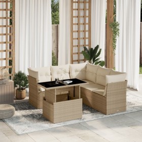 Gartensofa-Set mit 6-teiligen Kissen aus synthetischem Rattan in Beige. von , Gartensets - Ref: Foro24-3266578, Preis: 563,30...