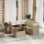 Garden sofa set with 6-piece synthetic rattan beige cushions by , Garden sets - Ref: Foro24-3266578, Price: 563,30 €, Discoun...