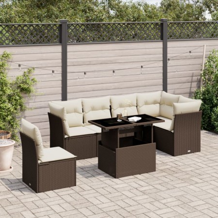 7-teiliges Gartensitzgruppen-Set mit braunen PE-Rattan-Kissen. von , Gartensets - Ref: Foro24-3266623, Preis: 528,27 €, Rabat...