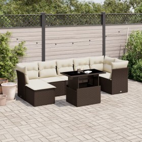 Set of 8-piece garden sofas and brown synthetic rattan cushions by , Garden sets - Ref: Foro24-3266753, Price: 561,99 €, Disc...