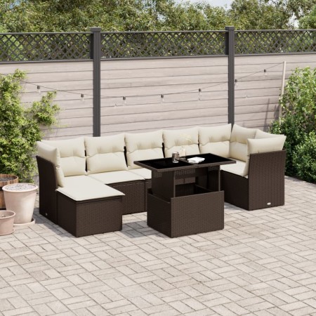 Set aus 8-teiligen Gartensofas und Kissen aus braunem Kunst-Rattan. von , Gartensets - Ref: Foro24-3266753, Preis: 566,76 €, ...