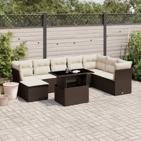 Garden sofa set 9 pieces and brown synthetic rattan cushions by , Garden sets - Ref: Foro24-3266793, Price: 622,19 €, Discoun...