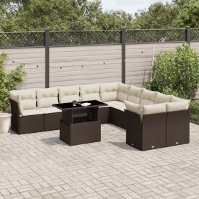 Gartensofagarnitur 11-teilig mit Kissen aus braunem Kunststoffrattan von , Gartensets - Ref: Foro24-3266883, Preis: 769,99 €,...