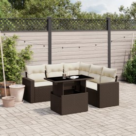 Set of 6 garden sofas and brown synthetic rattan cushions. by , Garden sets - Ref: Foro24-3267273, Price: 468,49 €, Discount: %