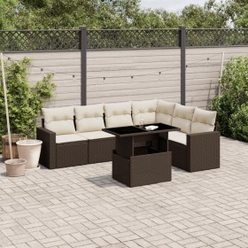 7-piece garden sofa set with brown PE rattan cushions by , Garden sets - Ref: Foro24-3267303, Price: 536,78 €, Discount: %