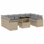 Garden sofa set with beige cushions, 10 pieces, synthetic rattan by , Garden sets - Ref: Foro24-3267479, Price: 695,47 €, Dis...