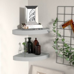 Corner floating shelves 2 units gray MDF 25x25x3.8 cm by vidaXL, Shelves and shelves - Ref: Foro24-323902, Price: 23,62 €, Di...