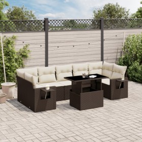 Set of 8-piece garden sofas and brown synthetic rattan cushions by , Garden sets - Ref: Foro24-3267783, Price: 630,01 €, Disc...