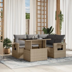 Garden sofa set with 5-piece synthetic rattan beige cushions by , Garden sets - Ref: Foro24-3267879, Price: 419,46 €, Discoun...