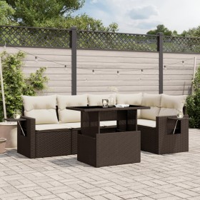 Set of 6 garden sofas and brown synthetic rattan cushions. by , Garden sets - Ref: Foro24-3267893, Price: 457,99 €, Discount: %