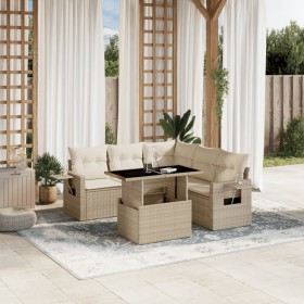 Gartensofa-Set mit 6-teiligen Kissen aus synthetischem Rattan in Beige. von , Gartensets - Ref: Foro24-3267898, Preis: 572,35...