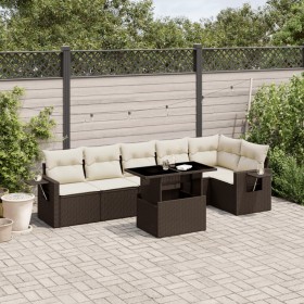 7-piece garden sofa set with brown PE rattan cushions by , Garden sets - Ref: Foro24-3267923, Price: 532,99 €, Discount: %