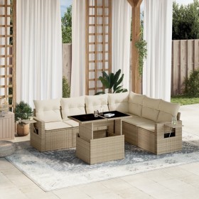 Set of 7-piece garden sofas and beige synthetic rattan cushions by , Garden sets - Ref: Foro24-3267928, Price: 591,74 €, Disc...